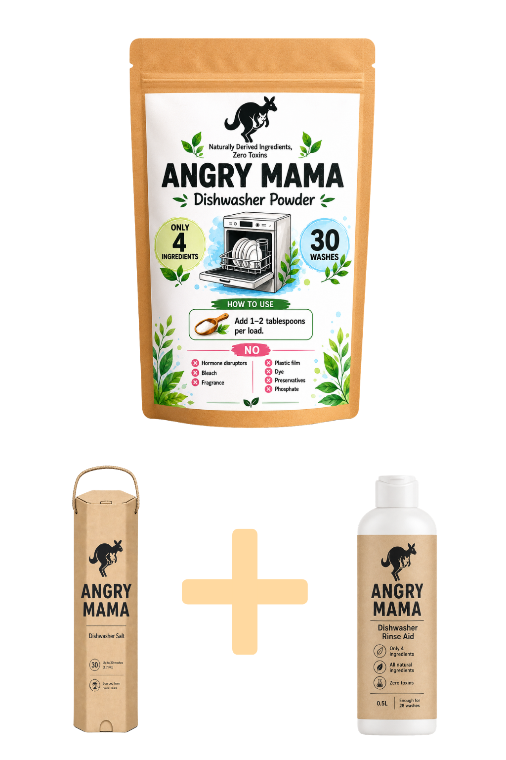 3 in 1 (Detergent Powder + Rinse Aid + Salt)